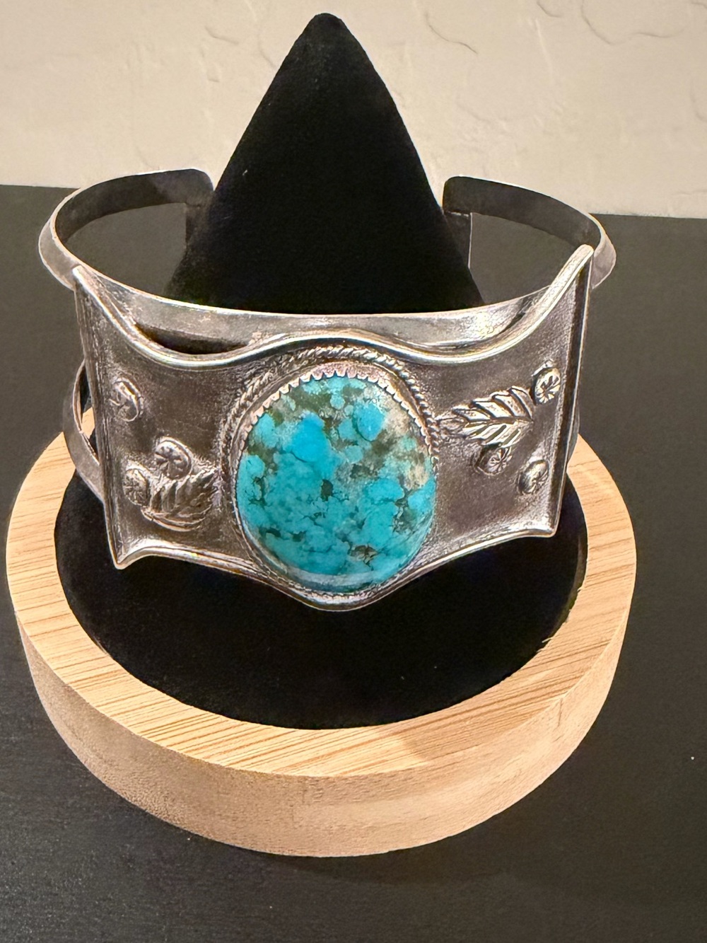 Silver Cuff Bracelet Handmade With Bisbee Turquoise